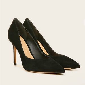 Veronica Beard LISA SUEDE PUMP in Black silhouette, pointed toe 3 3/4" heel NWT